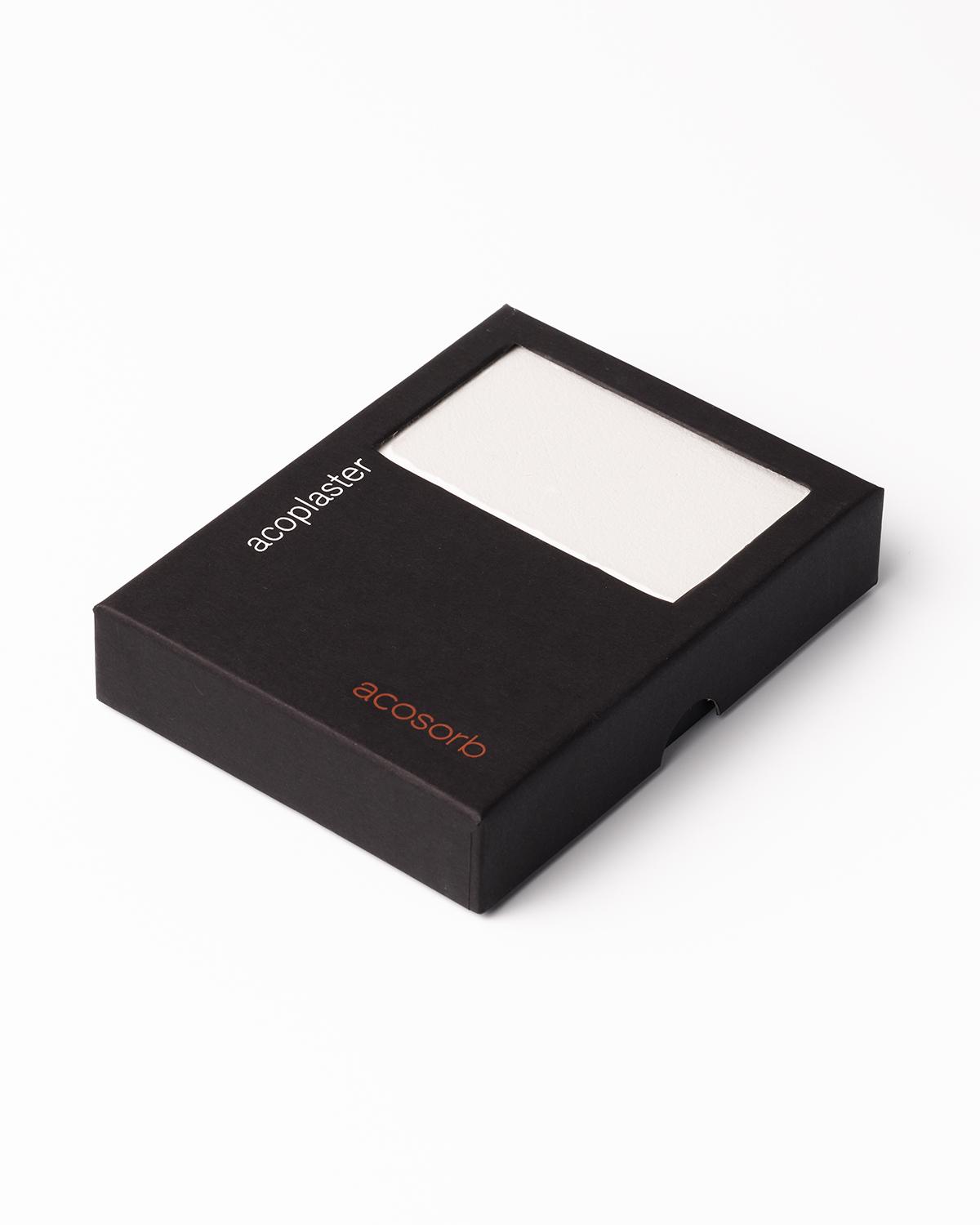 Sample box of Acosorb Acoplaster F acoustic plaster