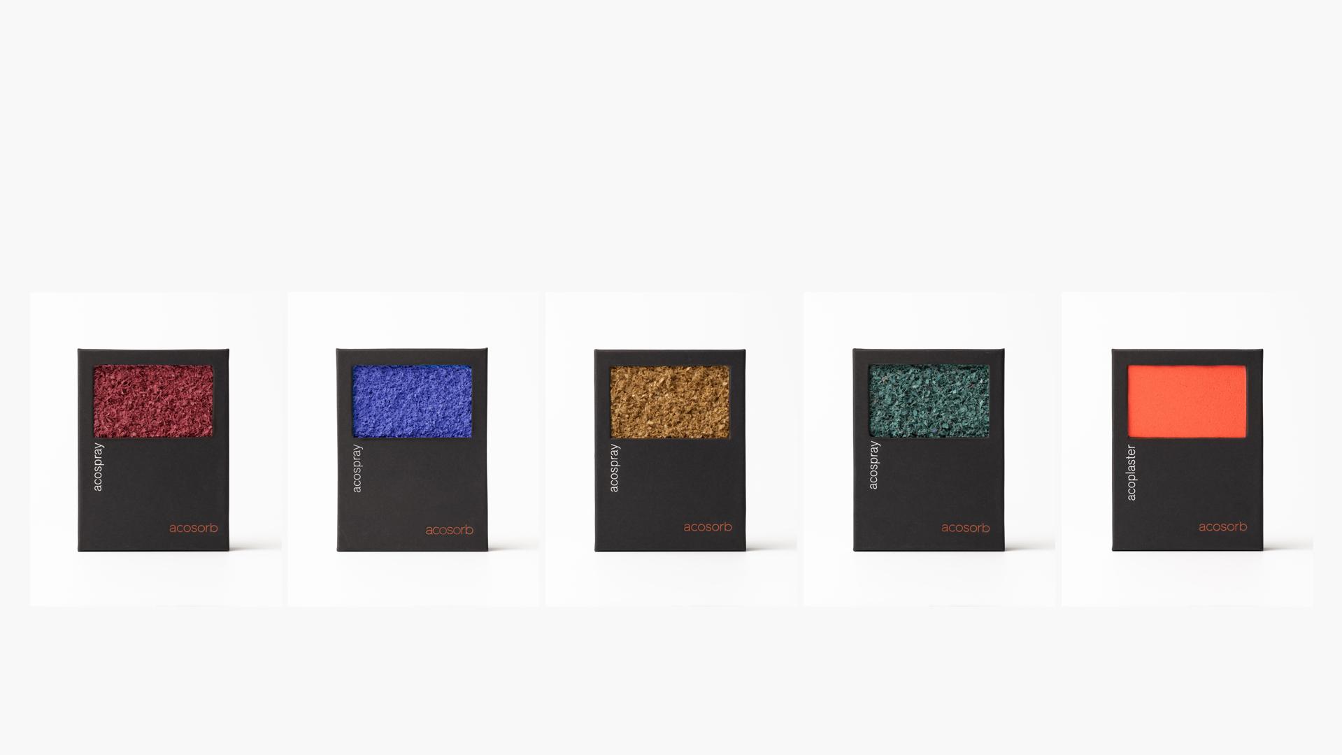 Acosorb acoustic panels displayed in different custom colors
